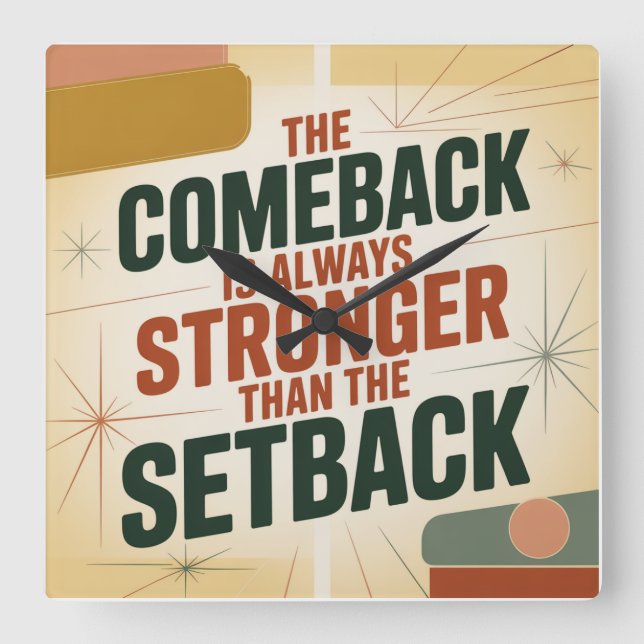 The Comeback Is Always Stronger Than The Setback Square Wall Clock (Front)