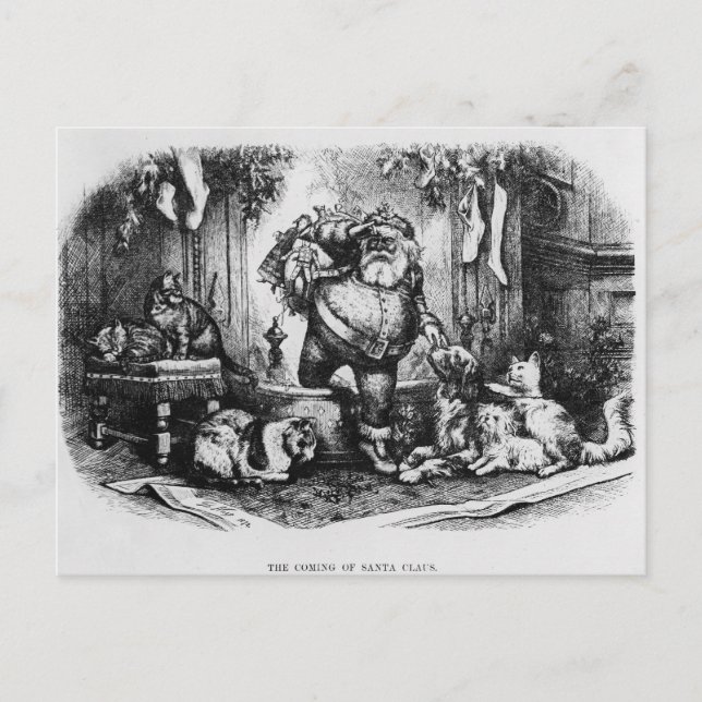 The Coming of Santa Claus, 1872 Holiday Postcard (Front)