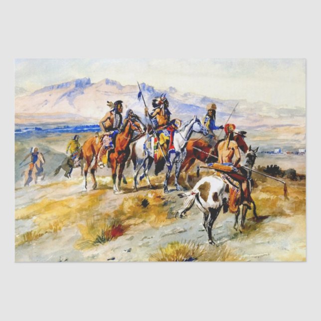 “The Coming of the White Man” by Charles M Russell Tissue Paper (Front)