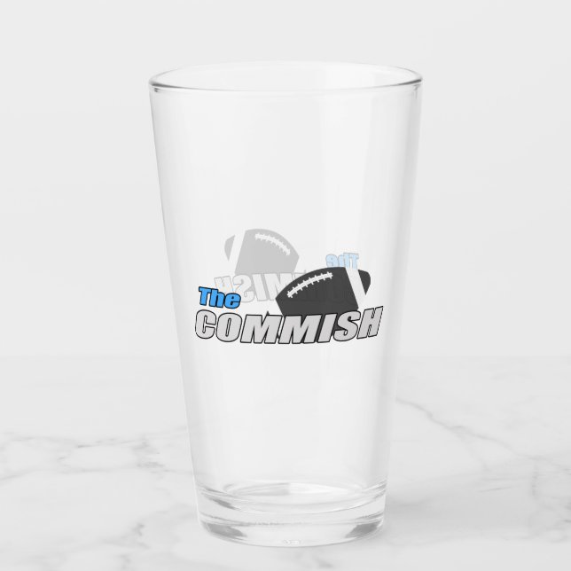 The Commish 16 oz Pint Beer Glass (Front)