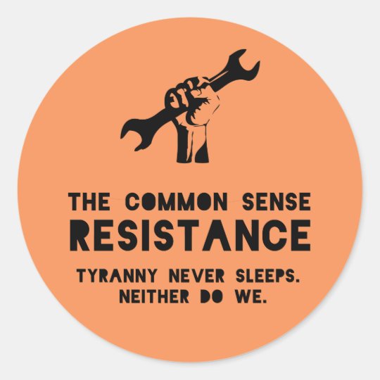 The Common Sense Resistance - Orange Classic Round Sticker