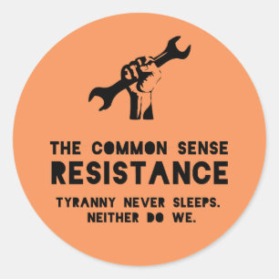 The Common Sense Resistance - Orange Classic Round Sticker