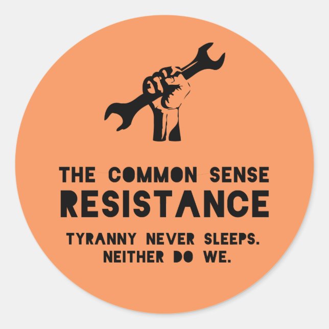 The Common Sense Resistance - Orange Classic Round Sticker (Front)