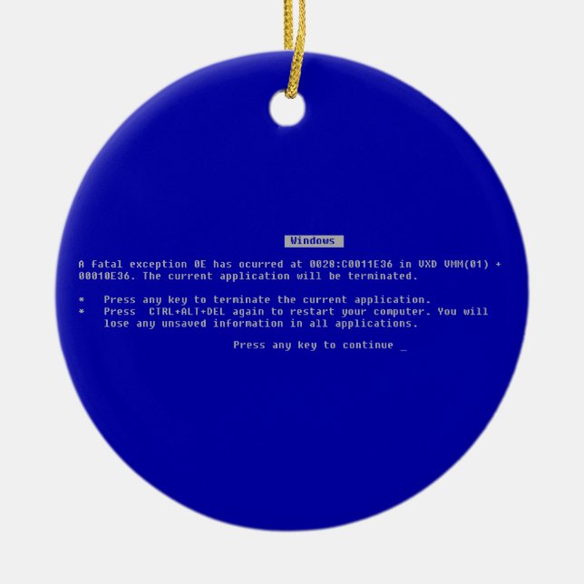 The Computer Blue Screen of Death Ceramic Tree Decoration (Front)