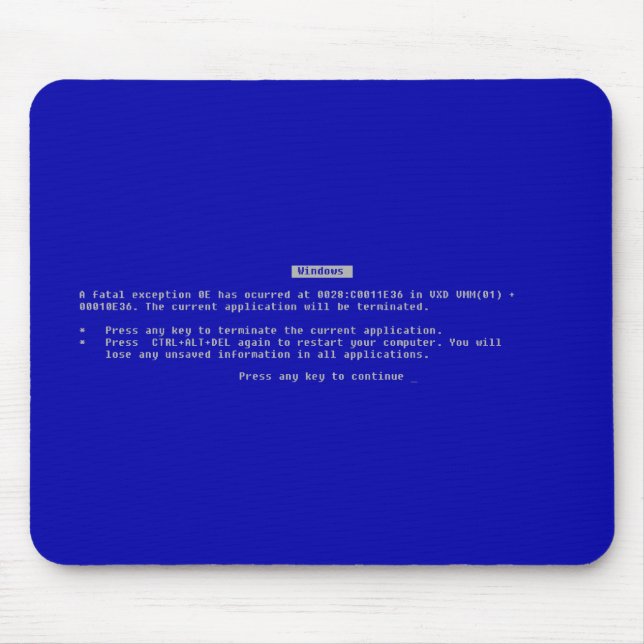 The Computer Blue Screen of Death Mouse Mat (Front)