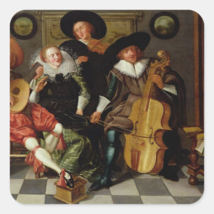 The Concert (oil on panel) Square Sticker