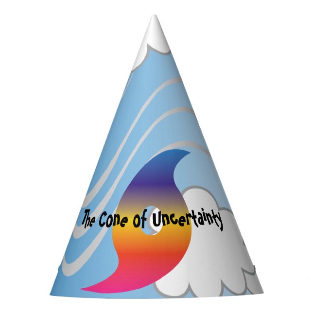 The CONE of UNCERTAINTY Hurricane Gag Joke Gift Party Hat (Front)