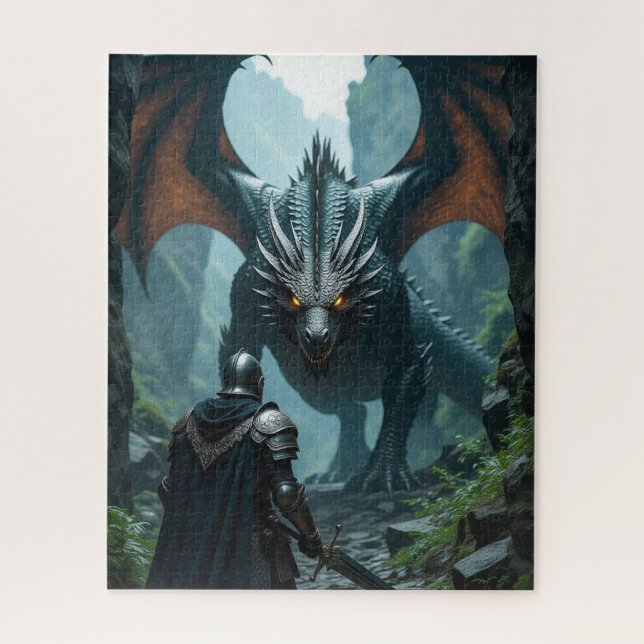 The Confrontation knight vs dragon Jigsaw Puzzle (Vertical)