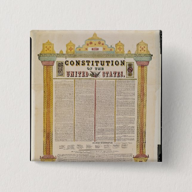 The Constitution of the United States of America 15 Cm Square Badge (Front)