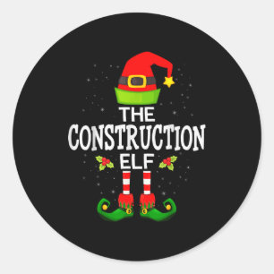 The Construction Elf Christmas Family Matching Paj Classic Round Sticker
