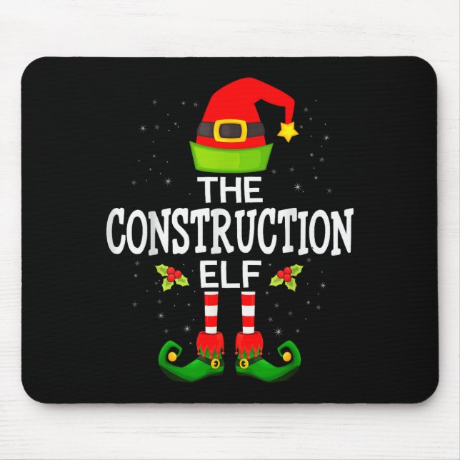 The Construction Elf Christmas Family Matching Paj Mouse Mat (Front)