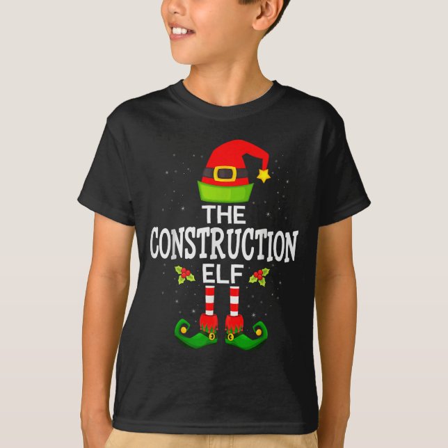 The Construction Elf Christmas Family Matching Paj T-Shirt (Front)