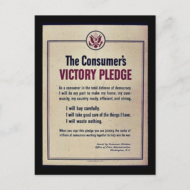 The Consumer's Victory Pledge Postcard (Front)