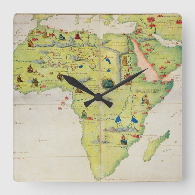 The Continent of Africa Square Wall Clock (Front)