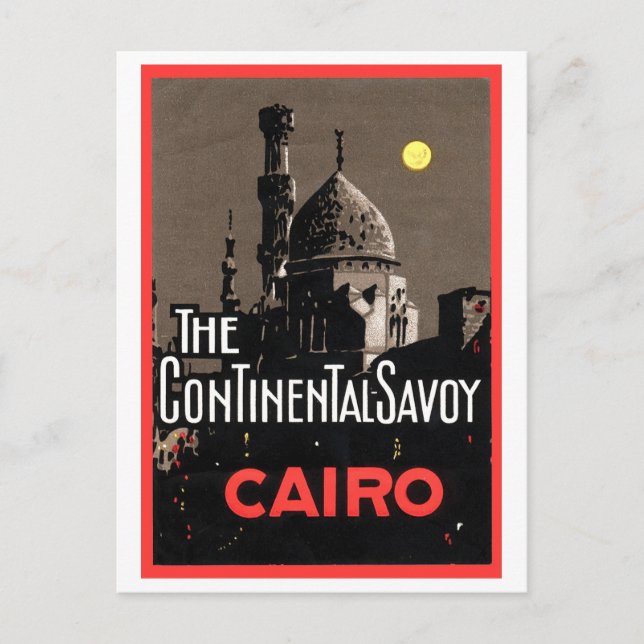 The Continential Savoy, Cairo Travel Poster Postcard (Front)