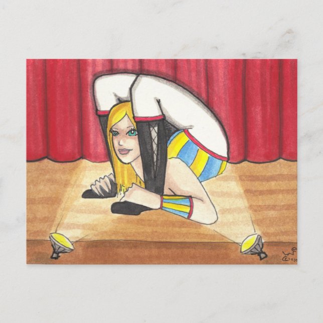 The Contortionist circus & side show art postcard (Front)