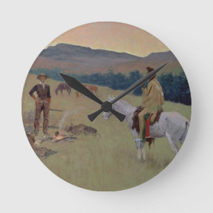The Conversation, or Dubious Company (oil on canva Round Clock