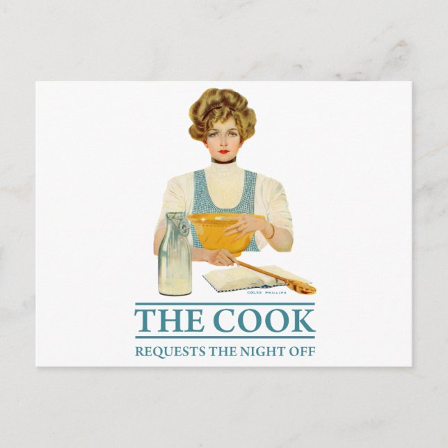 The Cook Requests the Night Off Postcard (Front)