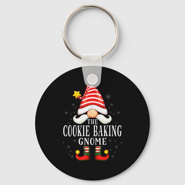 The Cookie Baking Gnome Christmas Group Family Paj Key Ring (Front)