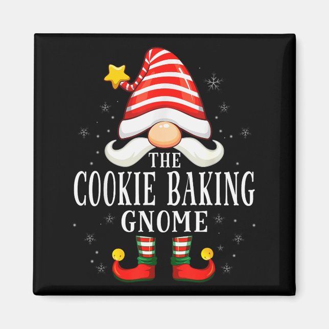 The Cookie Baking Gnome Christmas Group Family Paj Magnet (Front)