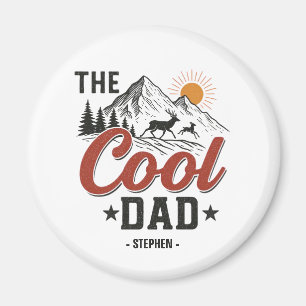 The Cool Dad – Rustic Mountain and Deer Design Magnet