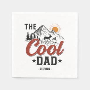 The Cool Dad – Rustic Mountain and Deer Design Napkin