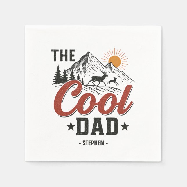 The Cool Dad – Rustic Mountain and Deer Design Napkin (Front)