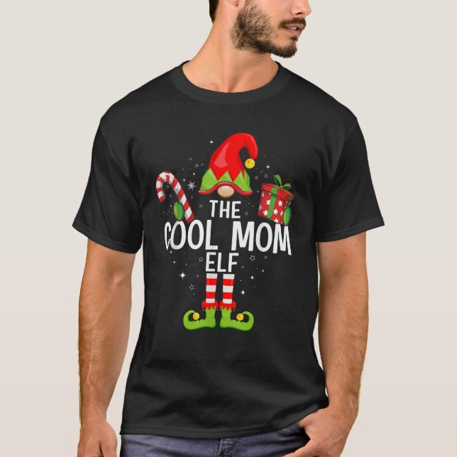 The Cool Mum Elf Family Christmas Pajama Xmas  T-Shirt (Front)