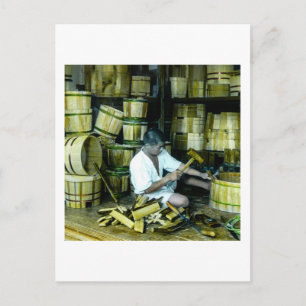 The Cooper Making Barrels in Old Japan Vintage Postcard
