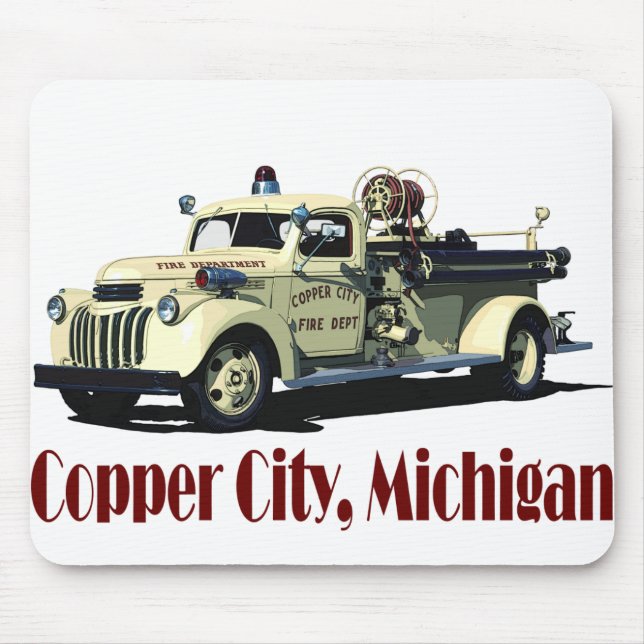 The Copper City Firetruck Mouse Mat (Front)