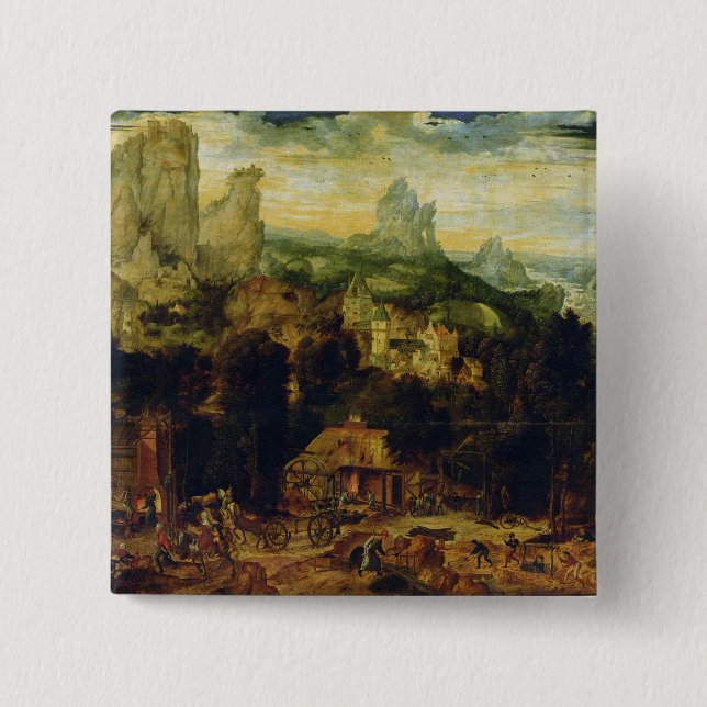 The Coppermine (oil on panel) 15 Cm Square Badge (Front)