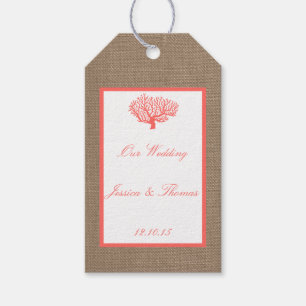 The Coral On Burlap Boho Beach Wedding Collection Gift Tags