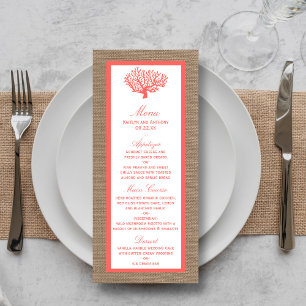 The Coral On Burlap Boho Beach Wedding Collection Menu