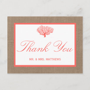 The Coral On Burlap Boho Beach Wedding Collection Postcard