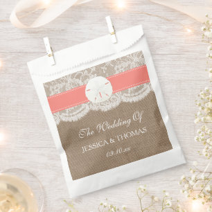 The Coral Sand Dollar Beach Wedding Collection Favour Bags