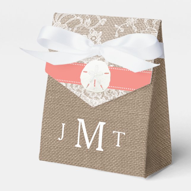 The Coral Sand Dollar Beach Wedding Collection Favour Box (Front Side)