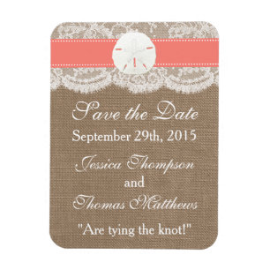 The Coral Sand Dollar Beach Wedding Collection Magnet