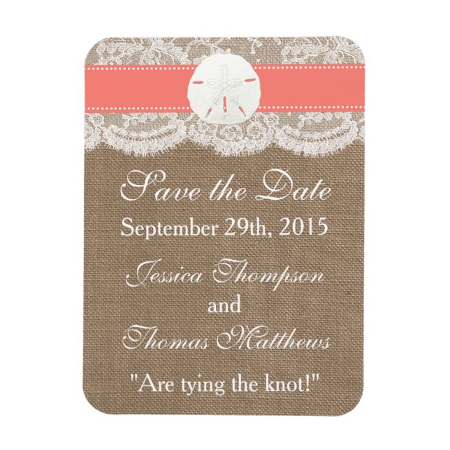 The Coral Sand Dollar Beach Wedding Collection Magnet (Vertical)