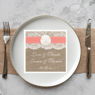 The Coral Sand Dollar Beach Wedding Collection Napkin