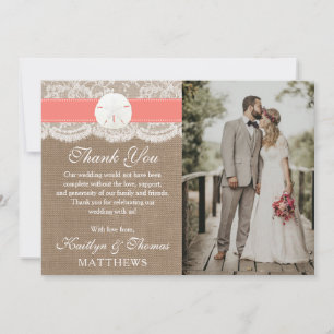 The Coral Sand Dollar Beach Wedding Collection Thank You Card