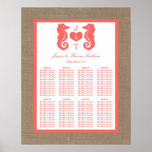 The Coral Seahors Burlap Beach Wedding Collection Poster