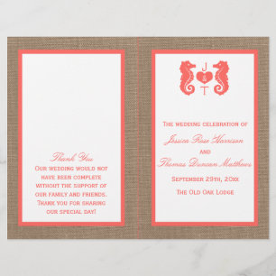 The Coral Seahorse Burlap Beach Wedding Collection