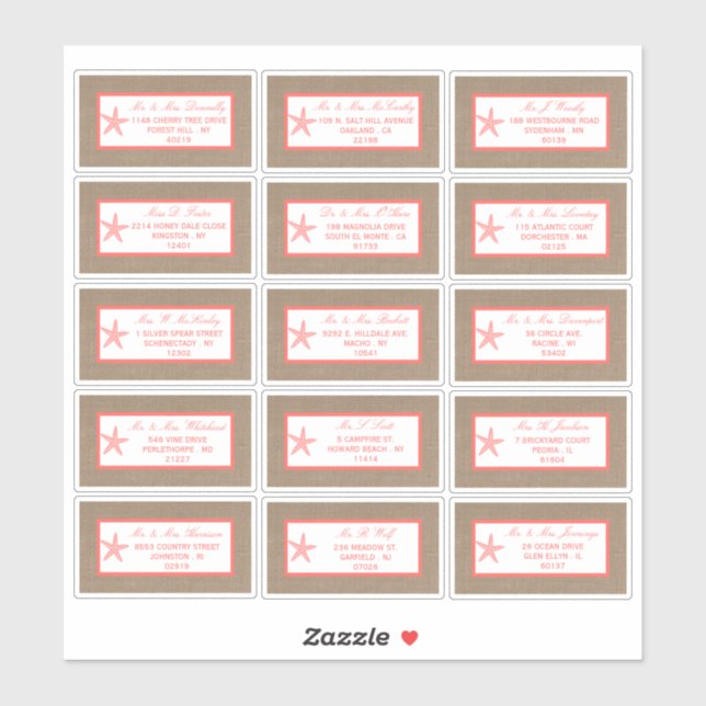 The Coral Starfish Burlap Beach Wedding Collection (Sheet)