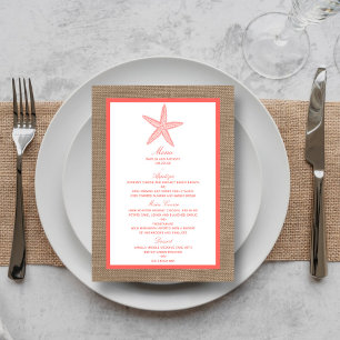 The Coral Starfish Burlap Beach Wedding Collection Menu