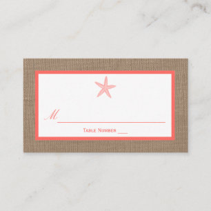 The Coral Starfish Burlap Beach Wedding Collection Place Card