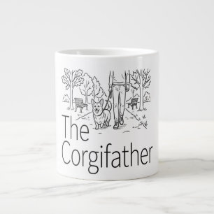 The Corgifather - Funny Corgi Dad Dog Walker Large Coffee Mug