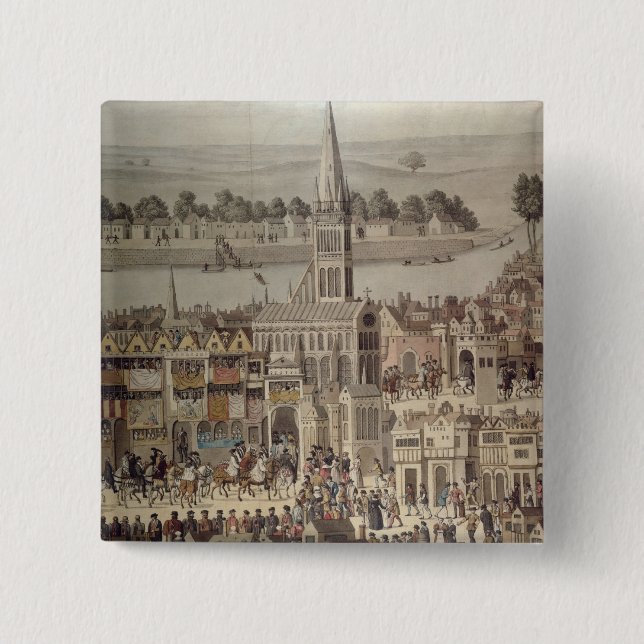 The Coronation Procession of King Edward VI 15 Cm Square Badge (Front)