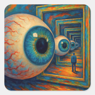 “The Corridor of Seeing” - A Surreal Portrait Square Sticker