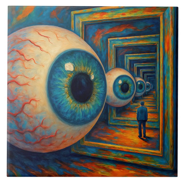 “The Corridor of Seeing” - A Surreal Portrait Tile (Front)