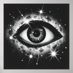  The Cosmic Eye – Charcoal Art of the Universe Poster
